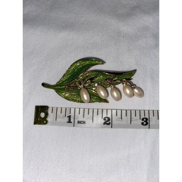 Monet enamel Lily of the valley vintage brooch - Picture 3 of 3